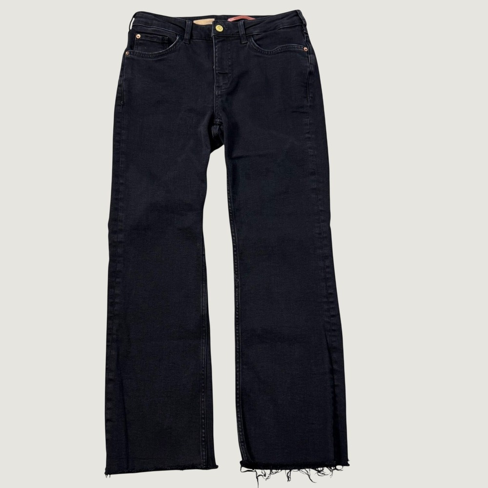 Pilcro and the Letterpress Black High Rise Straight Leg Raw Hem Jeans Size 27